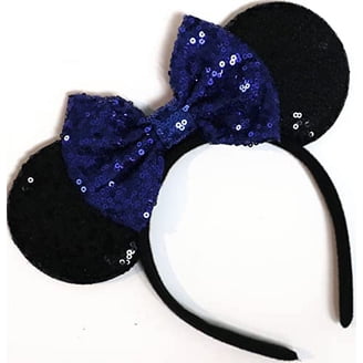 Disney Parks Minnie Mouse Sequin Ears Headband Black Sparkle Blue Bow Shimmer s-l400.jpg main image 4