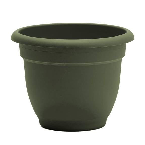 Bloem Ariana 12" Living Green Round Self-Watering Resin Planter Pot - Rolled Rim Indoor and Outdoor Gardening Planter