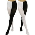 thumbnail image 2 of ToBeInStyle Women's Two Toned Jester Tights w/ Reinforced Toe - Black/White - One Size, 2 of 5