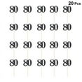thumbnail image 2 of 20pcs Black Glitter Paper Decorated Cupcake Toppers 80th Birthday Cake Insert Number 80 Design Cake Pick Cake Decor Party Favors, 2 of 3