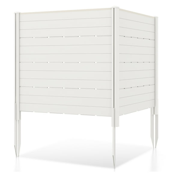Gymax Privacy Fence Screen 48'' L x 46'' H Air Conditioner Fence w/ 5 Ground Stakes Outside White