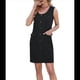thumbnail image 2 of Vestido de Fiesta Corto Ajustado con Cuello Redondo, Sin Mangas, de Punto, con Botones y Bolsillos para Mujer (Verano 2025) Negro XL, 2 of 10