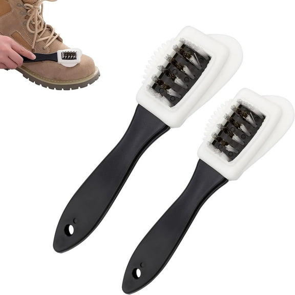 2Pack Suede Shoe Cleaner Brush for Shoes & Boots, Horse Hair Shoe Brushes for Polishing, Cleaning & Buffing Leather Shoes, Boot Brush with Soft Bristles