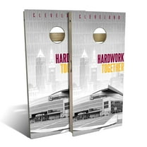 Skip's Garage Hardwork Outdoor Cornhole Board Set Include Hole Lights Backyard 2x4