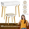 thumbnail image 6 of JanflyHome Vanity Desk with Mirror and Lights, Vanity Table for Girls Women Bendroom, Dressing Table with Stool, Modern, White, 6 of 11