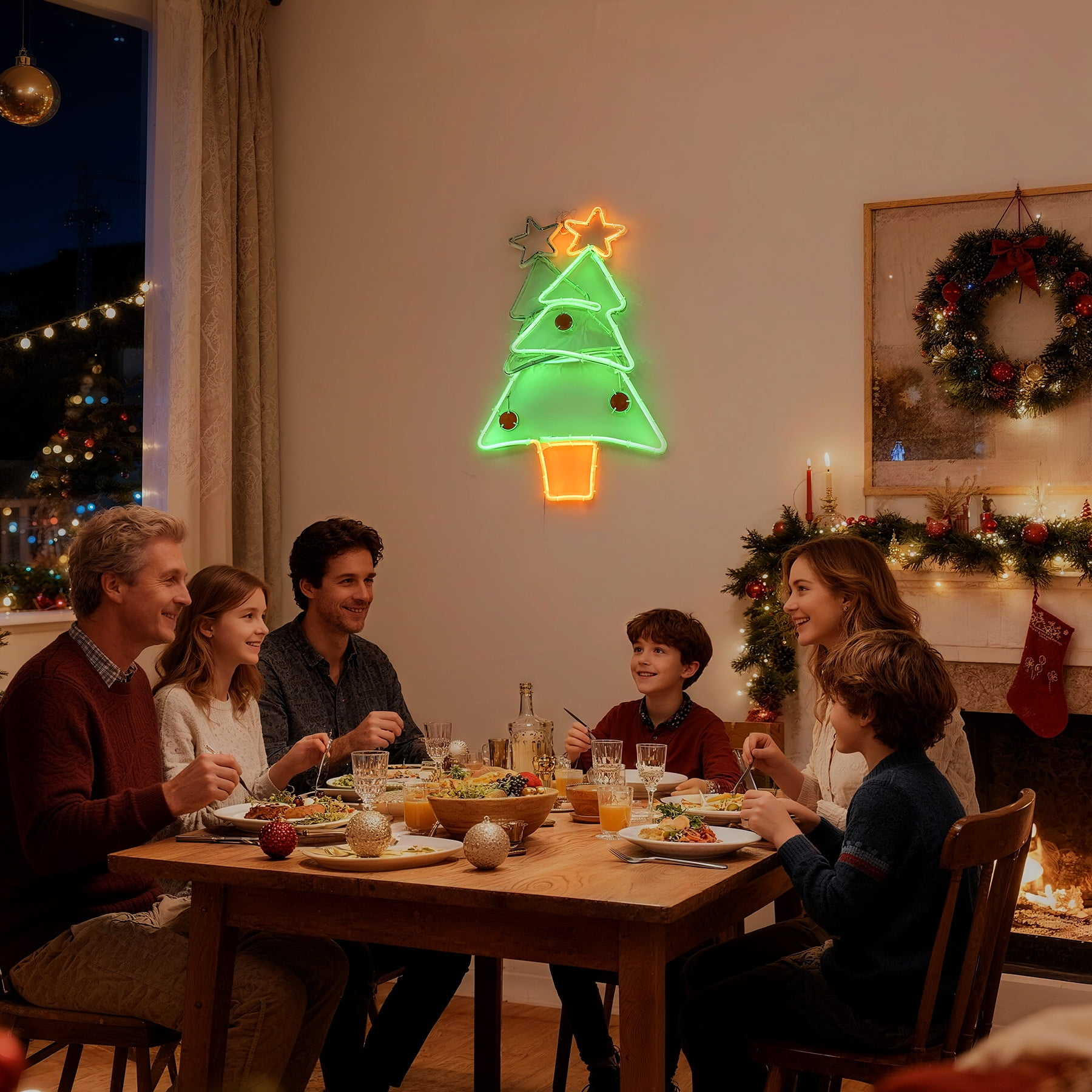 Beatineon Swinging Christmas Tree Neon Sign, 23" Dynamic Wall Decor with 8H Timer & Speed Control, Indoor Holiday Light for Home Office Bar