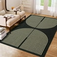 thumbnail image 3 of IDEALHOUSE 8x10ft Black Area Rugs, Geometric Arch Rug, Modern Stripe Pattern, Machine Washable Polyester, Soft Low Pile, Non-Slip, Retro Circles, Living Room, Bedroom, 3 of 6