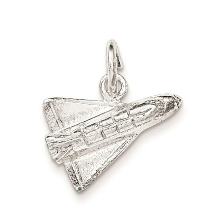 925 Sterling Silver Polished 3-D Shuttle Rocket Charm Pendant