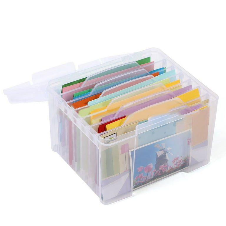 Novelinks 16 Transparent Photo Storage Boxes for 4x6 inch Pictures Photo Box Sticker Organizer,Clear, Size: 4 x 6