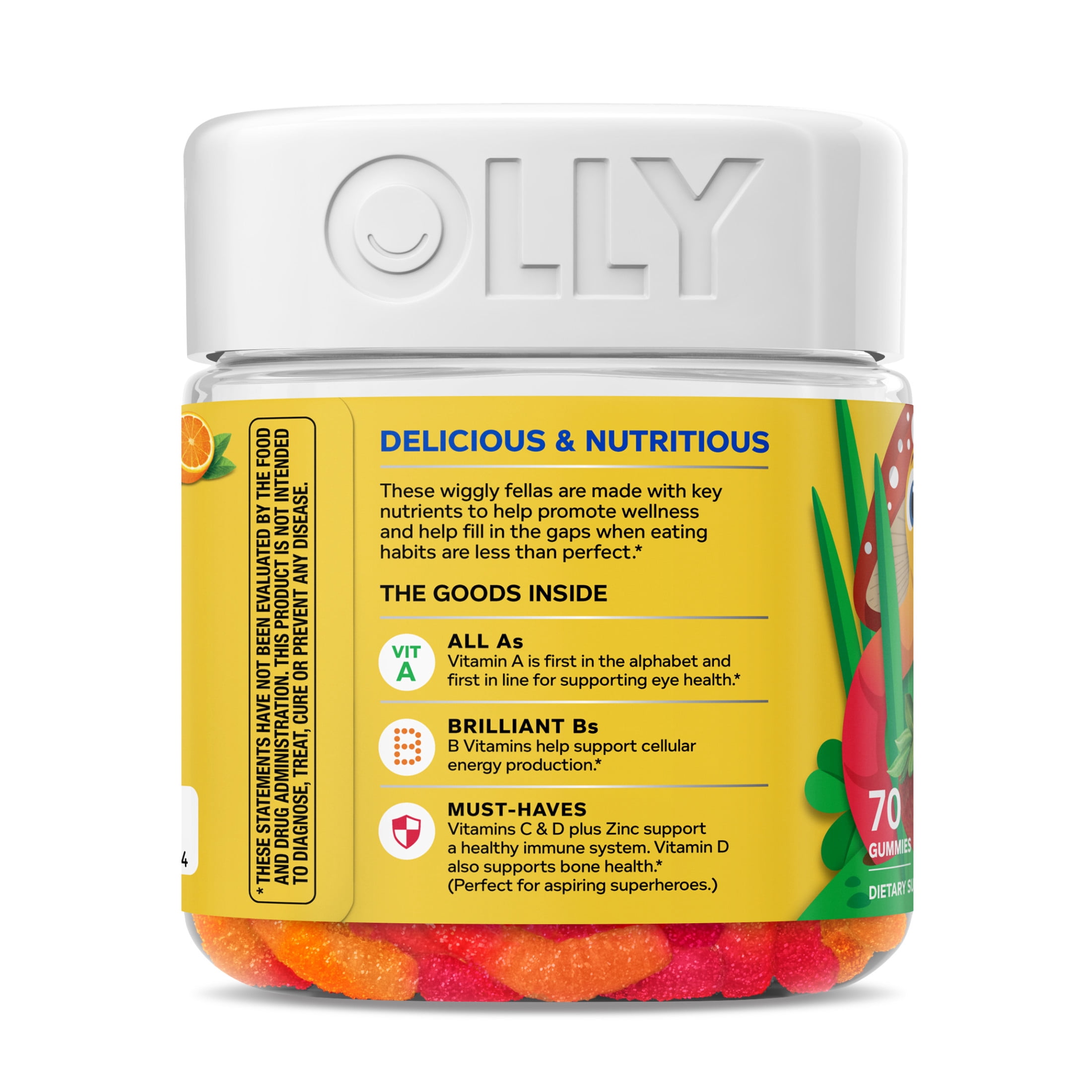 OLLY Kids Multivitamin Gummy Worm Supplement for Kids, Vitamins A, C, D & Zinc, 70 Count
