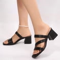 thumbnail image 7 of Pennysue Women Square Toe Sandals Strappy Slip On Chunky Heels with Cushioned Insole for Summer Party Office Daily Wear, 7 of 7