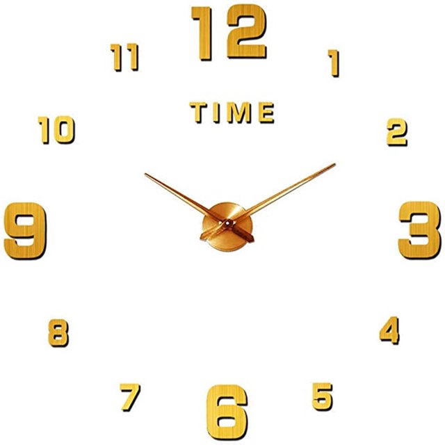 Frameless DIY Wall Mute Clock 3D Mirror Surface Sticker Home Office Decor