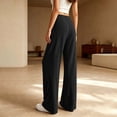 thumbnail image 5 of HomeDM Lounge Pants for Women Straight Leg Drawstring Casual Trousers Black Athletic Work Pants with Pockets Size L, 5 of 9