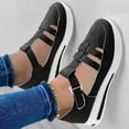 thumbnail image 2 of VBARHMQRT Female Womens Casual Shoes Slip Ons Ladies Fashion Solid Color Hollowed Out Flock Hook Loop Thick Sole Casual Sports Shoes Workout Shoes Womens Non Slip Work Shoes, 2 of 5
