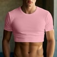 thumbnail image 2 of Men's Tie Dye Crew Neck Crop Top - Short Sleeve Summer Workout Shirt, 2 of 4