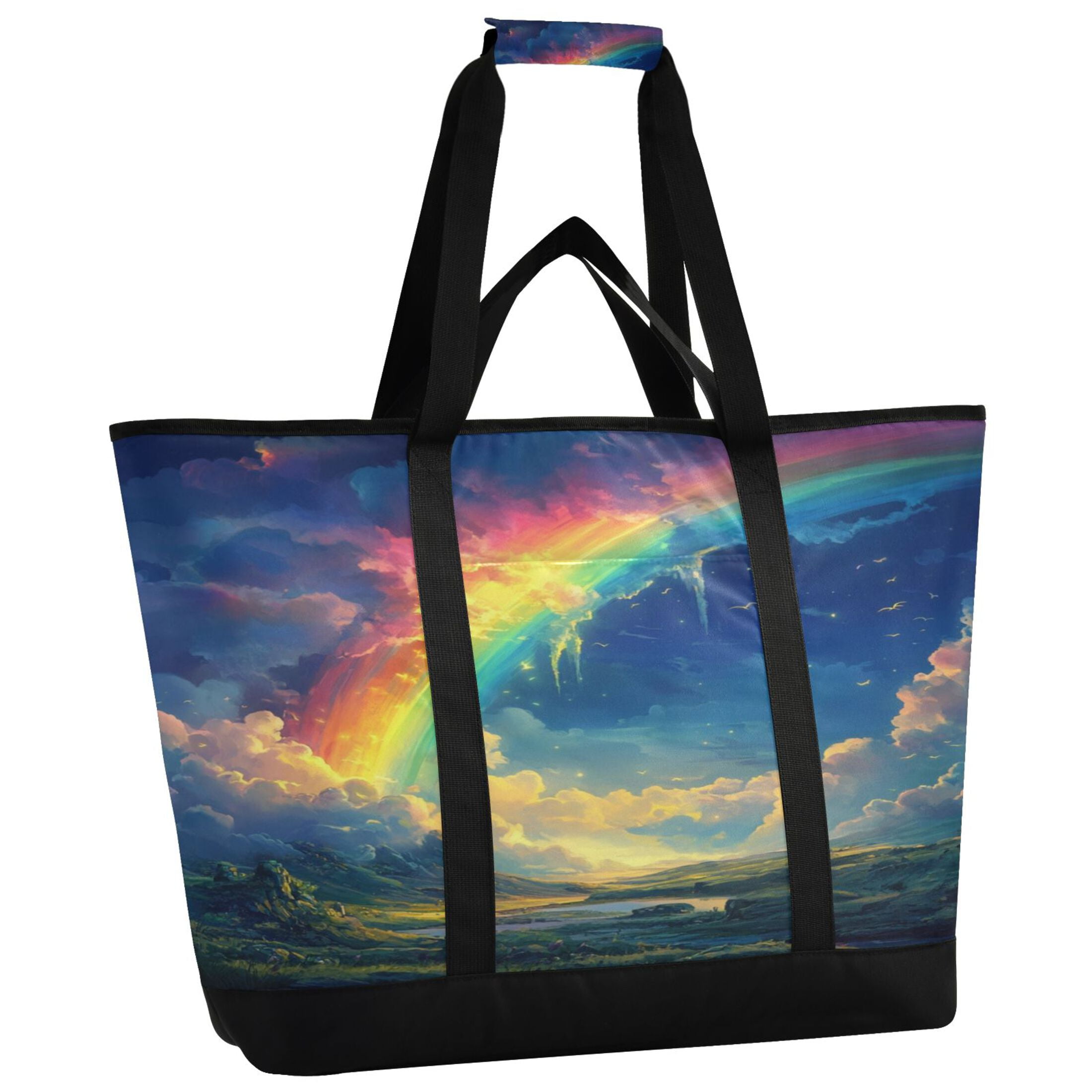 Large Hand-held Ice Pack Picnic Bag Insulation and Refrigeration Suitable for Shopping Picnics and Camping Super Cool Rainbow
