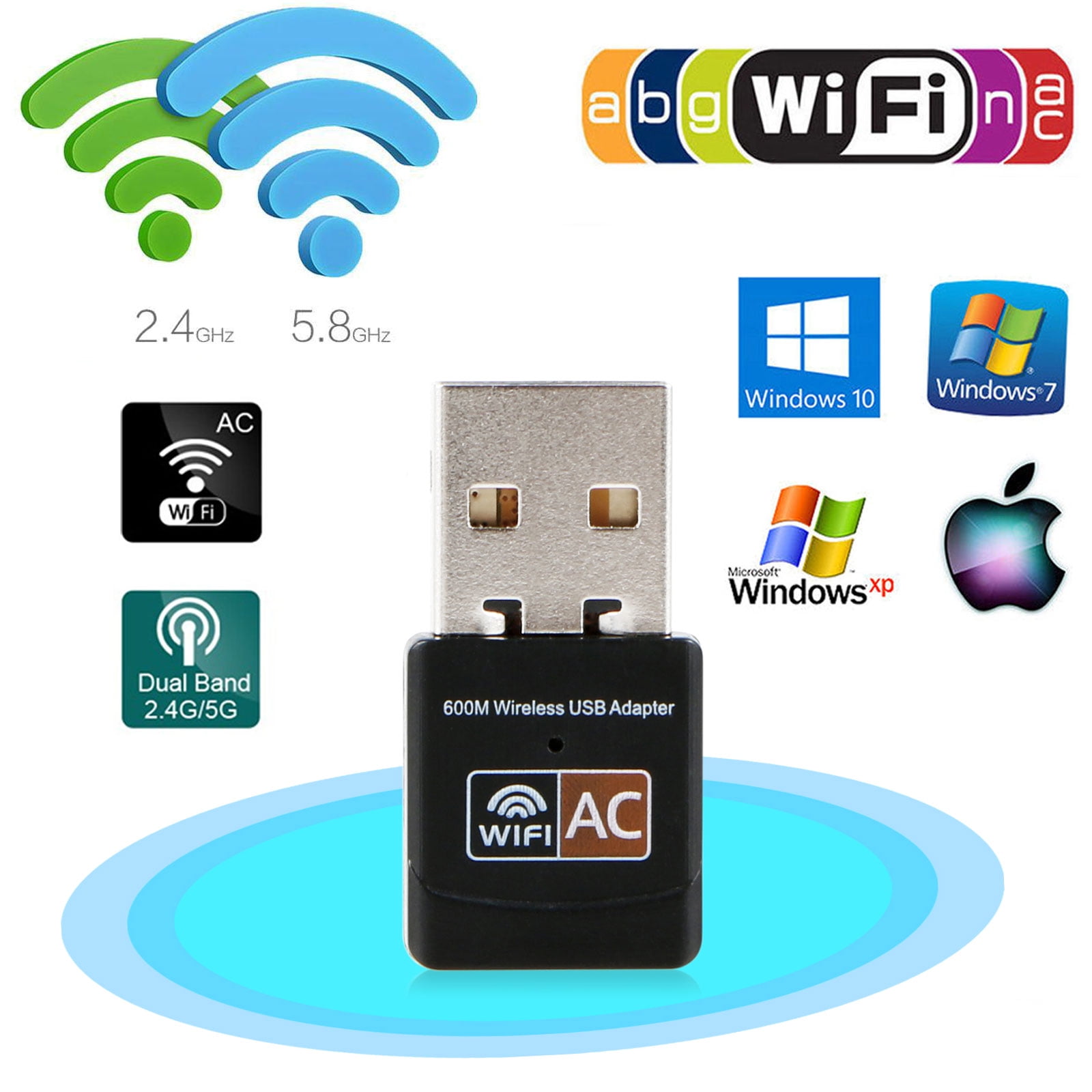 802.11ac WiFi USB Adapter Dual Band 2.4G/5G 600mbps For Apple Mac *Mojave 10.14 