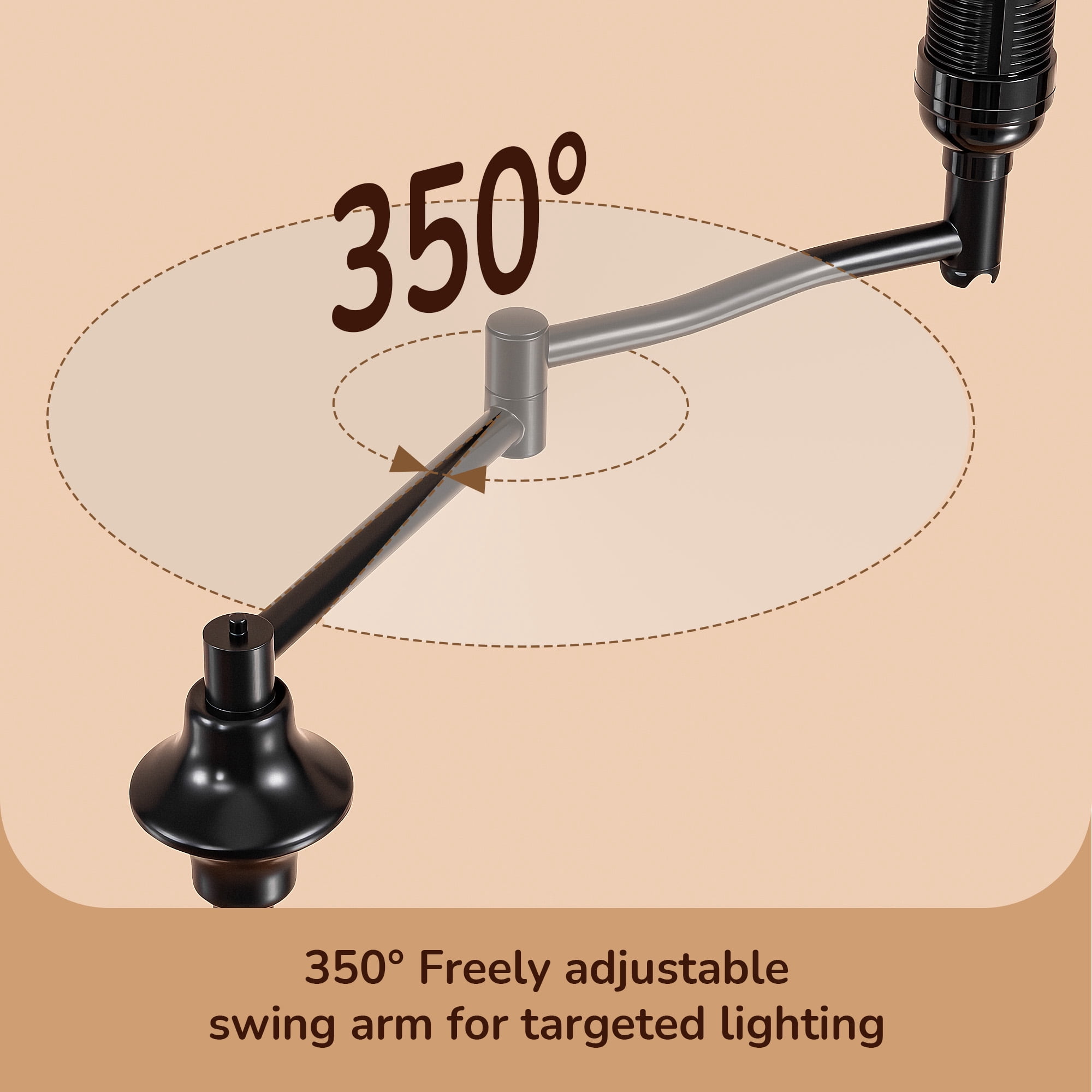 EDISHINE 62in Floor Lamps with Swing Arm for Living Room, Retro 350° Adjustable Standing Pole Vintage Lamp with Foot Switch, Bronze