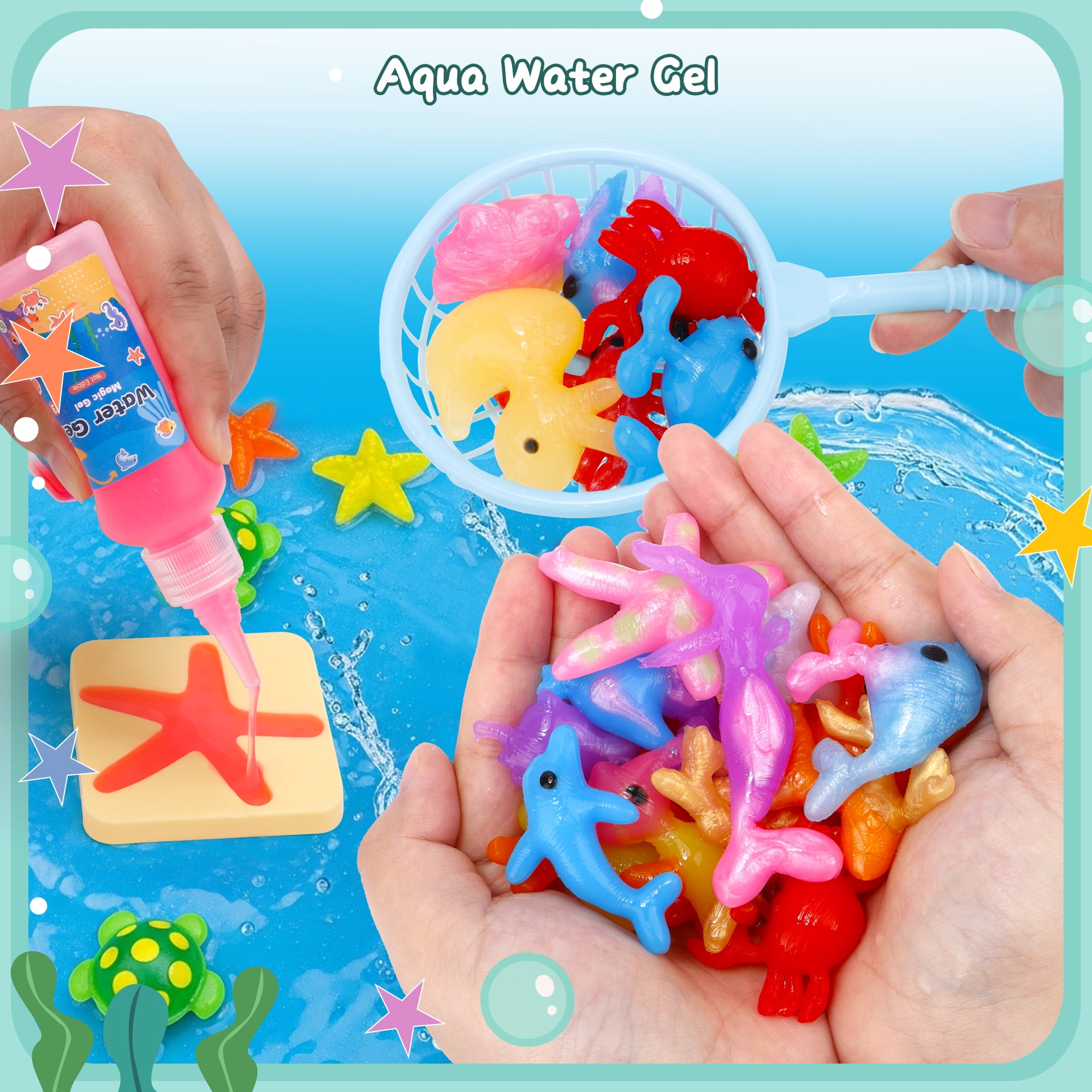 Bounlgsr Aqua Fairy Water Gel Kit for Kids, Magic Elf Water Toy Water Spirit with 3 Types 20 Water Gel, 24 Molds and Accessories for Children's DIY Magic Elf Water Toy, Gifts for Kids