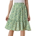 thumbnail image 1 of Falda Floral Fluida Con Volantes En El Dobladillo Para Mujer Verde M, 1 of 2