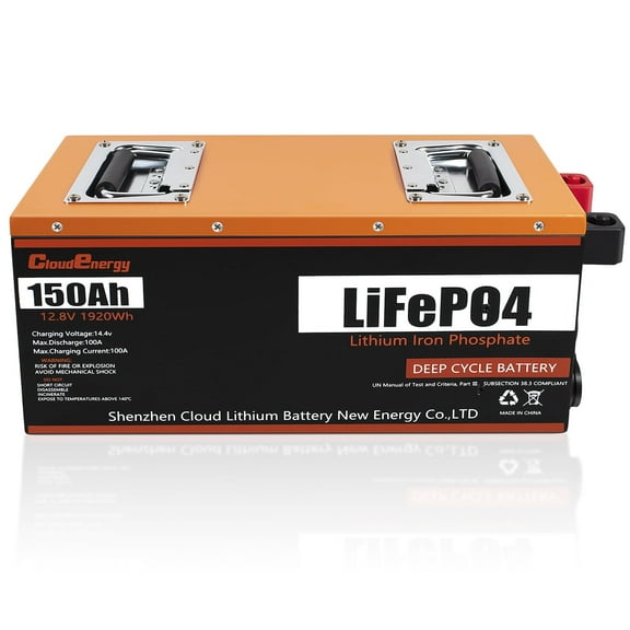 Cloudenergy LiFePO4 Deep Cycle Battery 12V 150Ah with Built-in 100A BMS, Perfect for RV, Solar, Marine, Perfect replace Most of Backup Power and Off Grid Applications