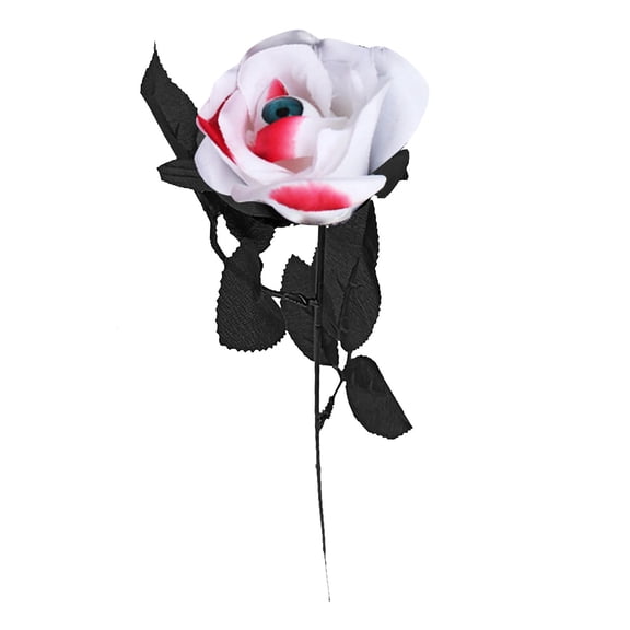 10 Pcs Artificial Roses with Eyeball, Halloween Spooky Gothic Faux Rose Flowers and Eyeball Picks for Vase Filler, Halloween Decorations