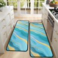 thumbnail image 4 of Kitchen Rugs Sets Of 2,Blue and Gold Marble Shimmer Streaks Pattern Anti Fatigue Kitchen Mat Rugs Non Slip Washable,Decorative Kitchen Floor Mats for Kitchen,Sink,Laundry,17"x47"+17"x47", 4 of 5