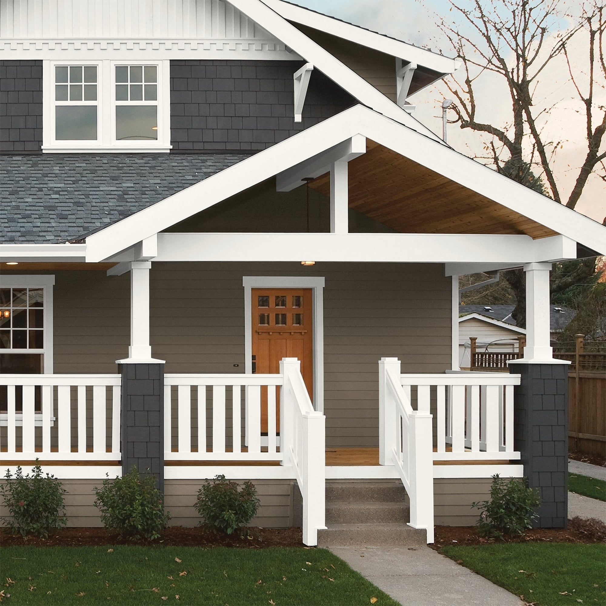 Glidden One Coat Cotton Tail / Gray Semi-Gloss Exterior Paint with Primer, 1 Gallon