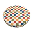thumbnail image 1 of Balery Floral Checkerboard Fundas de asiento para taburete de bar redondo de tela de terciopelo ajustables que protegen de arañazos y manchas para sillas de 14 a 17 pulgadas.-12 inch, 1 of 7