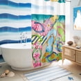 thumbnail image 5 of No Hook Shower Curtain, Colorful Flip Flops Shower Curtains for Bathroom with See Through Top Window, Summer Blue Beach Ocean Waterproof & Washable Bath Curtain Small Stall 36"x78", 5 of 9
