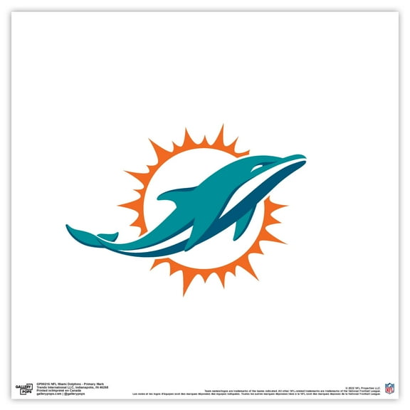 Gallery Pops NFL Miami Dolphins - Primary Mark Wall Art, Unframed Version, 12" x 12"