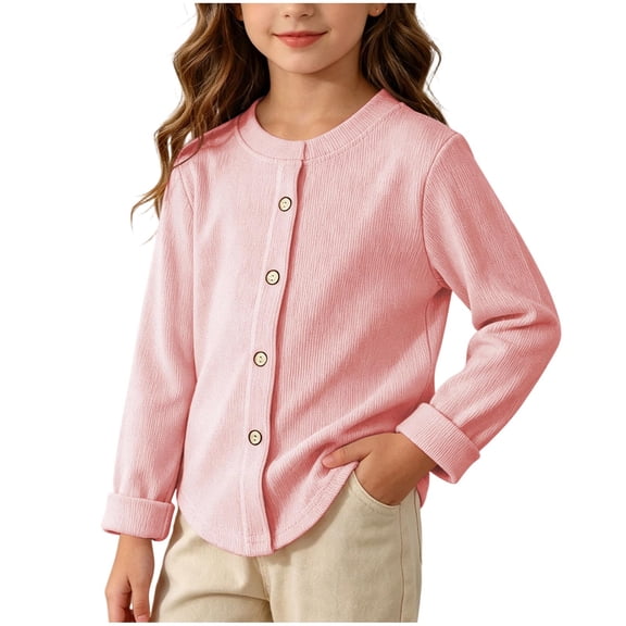 XYAIYT Girls Knitted Cardigan Casual Loose Long Sleeve Coat for Kids Button Down Fall Spring Jackets
