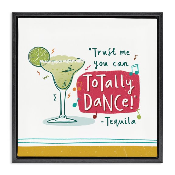 Stupell Industries Eclectic Funny Tequila Phrase Black Floating Frame Canvas Art, 18 x 18, by Courtney Morgenstern