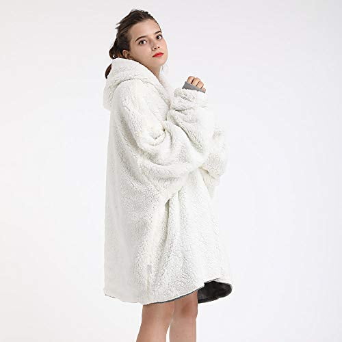 SLEPZON Blanket Hoodie Oversized Wearable Blanket Deep Pockets comfy Sleeves Front Zipper Deluxe Fleece Sweatshirt Blanket grey Walmart