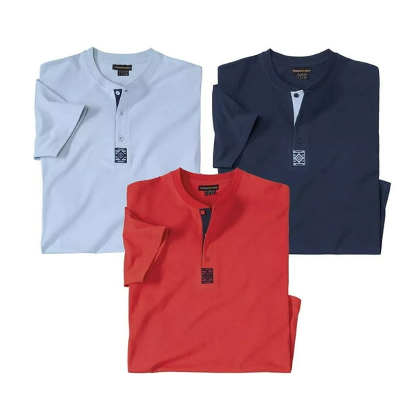 Atlas For Men - Camiseta para Hombre - Pack de 3 (Azul, Amarillo Lima, Azul Marino)