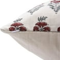 thumbnail image 3 of Fabdivine Block Print Throw Pillow Cover, 24x24 Inch Off White Linen Handmade Cushion Cover, Floral Print Boho Design Red Pillow Cover for Sofa and Couch, 3 of 5
