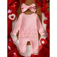 thumbnail image 3 of Bellafa Infant Baby Girl Valentines Jumpsuit My First Valentine's Day Onesie Romper Bodysuit 2-Pieces Newborn Spring Clothes,1-Pack, 3 of 9
