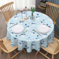 thumbnail image 3 of Light Blue Christmas Snowman Pattern Round Tablecloth 60"x60",Wrinkle Wipeable Table Cloth for Kitchen Dining Room Picnic Patio Party, 3 of 6