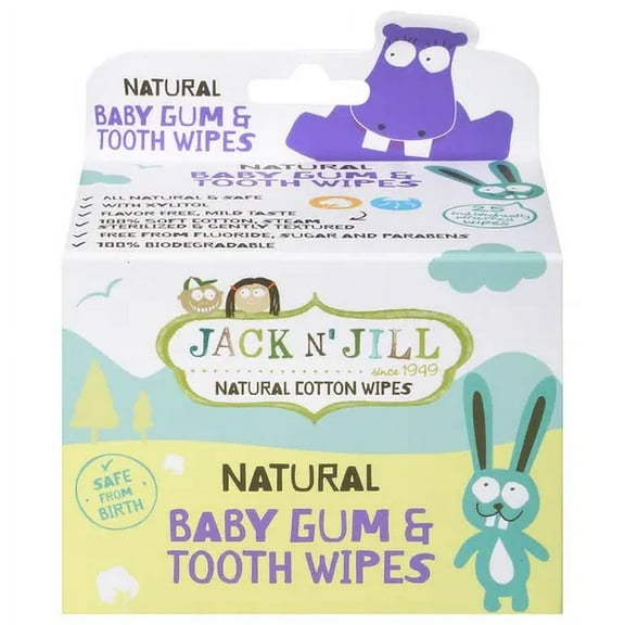 Jack N' Jill Wipes, Gum & Tooth, Baby, Natural, 25 Each, 1 Pc per Pack