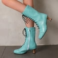thumbnail image 6 of Bnwani Boots Women New Winter Fashion Toe Zipper High-Heel High Ankle Versatile Casual Boot Green Size 9, 6 of 8