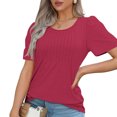 thumbnail image 5 of AherBiu Short Sleeve Tops for Women Summer Casual Loose Tunic Tops to Wear with Leggings Solid Color, 5 of 7