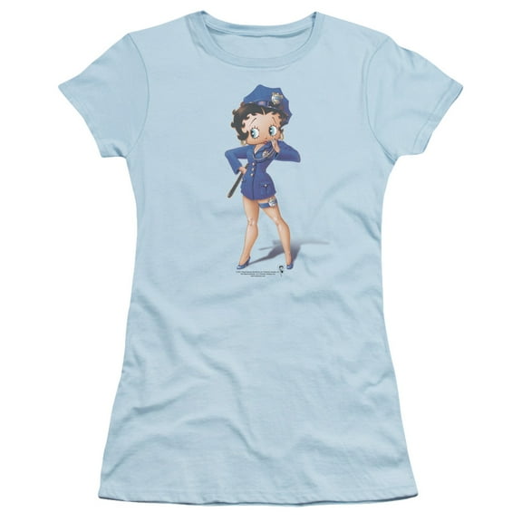 Betty Boop Officer Boop S/S Junior Women's T-Shirt Sheer Light Blue