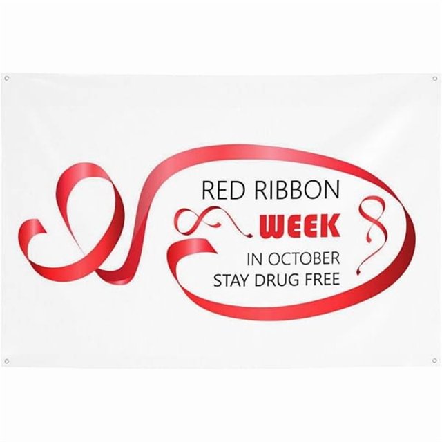 wonima44 We Wear Red for Red Ribbon Week Awareness Backdrops 47 * 71 Inches Holiday Party Photography Background Indoor Outdoor Festival Photo Banner Booth Props Wall Decoration
