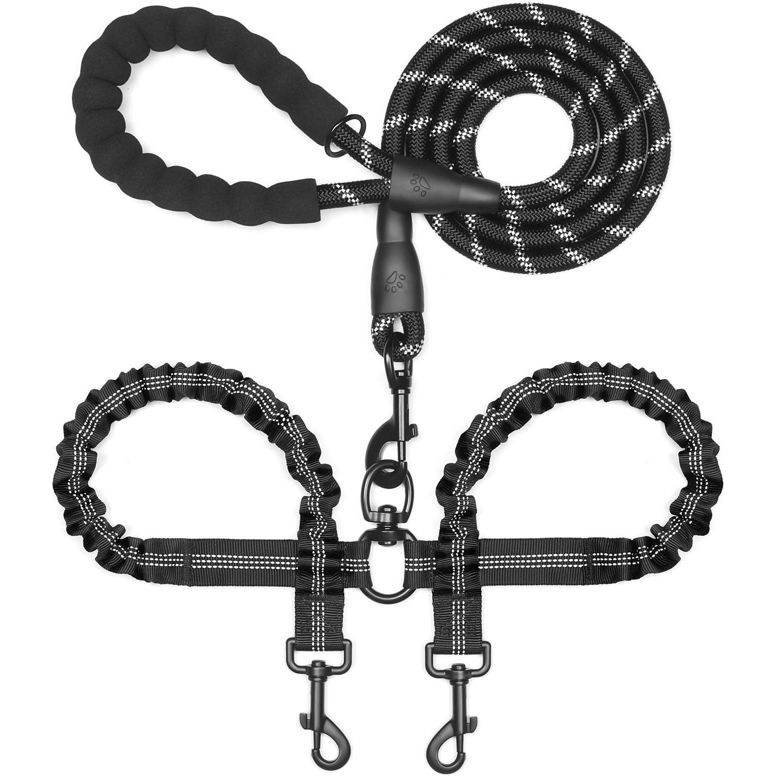 CJYMMFAN Dual Dog Leash, Double Dog Leash with Reflective, 360 Swivel