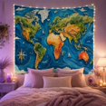 thumbnail image 2 of World Map with Sailboats and Compass Rose, Adventurous Watercolor for Travel Lovers, Map Wall Art, Graduation Gift, Tapestry Wall Hanging for Study Room and Office, 2 of 7