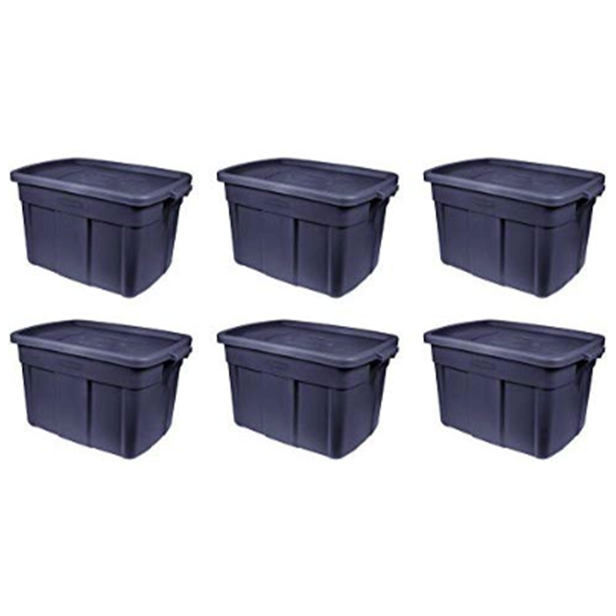Rubbermaid Roughneck 18-Gal. Storage Tote Container Organizer in Black/Cool Gray (6-pack)