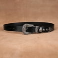 thumbnail image 2 of Women's genuine leather vintage Western cowboy style belt, with carved rivet design, plus size, unisex, Western fashion accessory, casual belt, rivet detail belt, durable cowhide belt, handmade, adju, 2 of 10