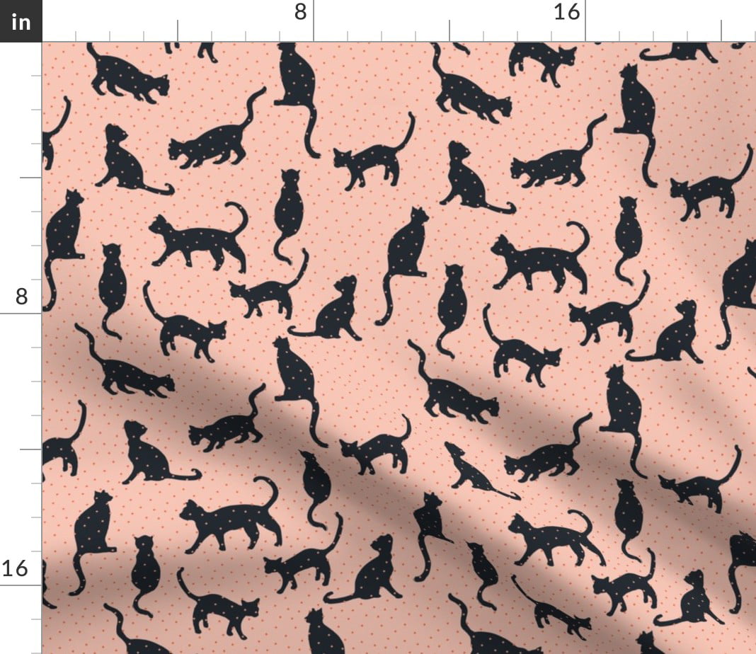 Spoonflower Fabric - Kitten Cat Nursery Pink Dot Printed on Upholstery  Velvet Fabric Fat Quarter - Upholstery Home Decor Bottomweight Apparel -  