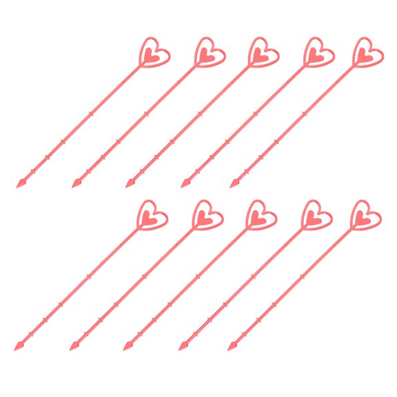 Uxcell Floral Pick Card Holder, 80Pcs 9" Plastic Straight Head Heart Stick Flower Pick Card Holder, Red