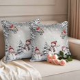 thumbnail image 2 of Grey Christmas Outdoor Waterproof Pillow Covers, Snowman Xmas Tree Snowflake Winter Birds Decorative Square Throw Pillowcase Sofa Cushion Sham for Patio/Couch/Chair, 20"x20" 2 Pack, 2 of 8